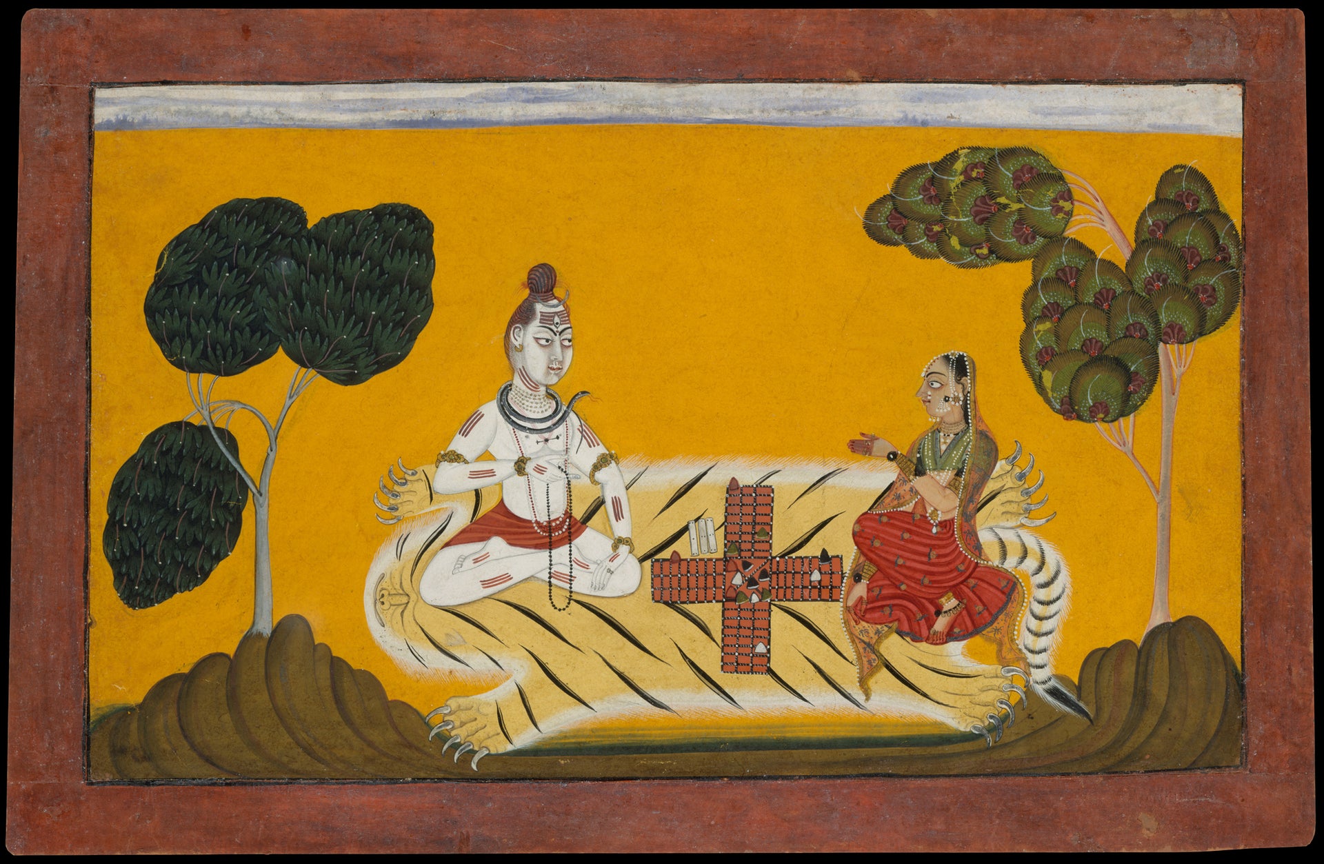 Devidasa of Nurpur, Shiva and Parvati Playing Chaupar: Folio from a Rasamanjari Series, dated 1694–95, The Metropolitan Museum of Art, New York