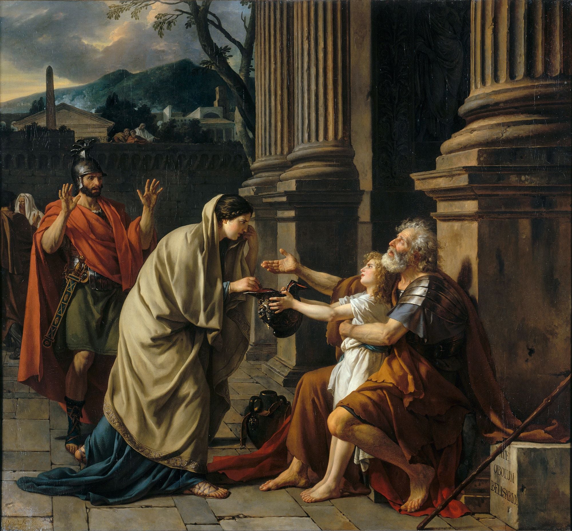 Reproduction du tableau « Bélisaire demandant l'aumone - Jacques-Louis David » par Alpha Reproduction en peinture à l’huile