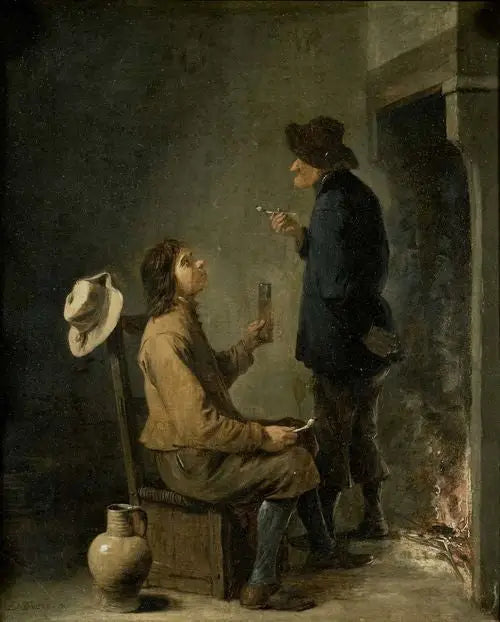 Deux paysans fumeurs devant un foyer - David Teniers le Jeune - Alpha Reproduction