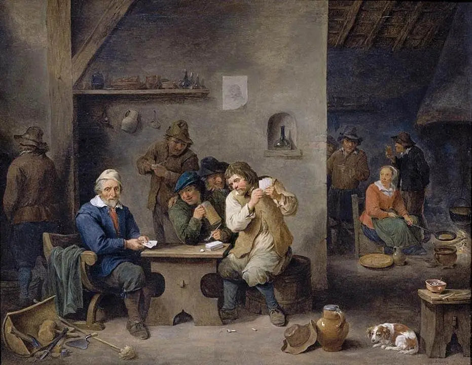 Personnages jouant dans une taverne - David Teniers le Jeune - Alpha Reproduction