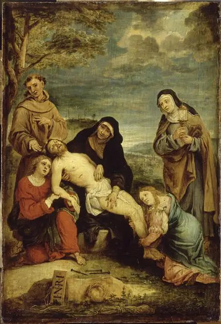 La Déploration du Christ en présence (mistica) di san Francesco d'Assisi e di santa Chiara - David Teniers il Giovane
