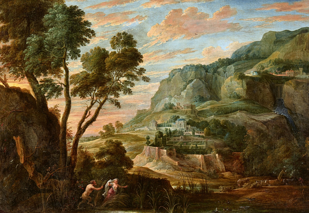 Paysage de montagne panoramique avec Pan et Syrinx - David Teniers le Jeune