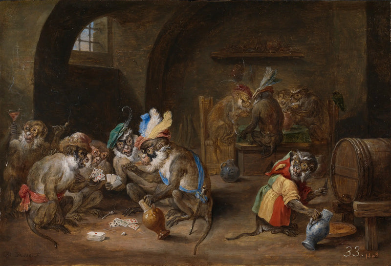 Scimmie in una taverna - David Teniers il Giovane