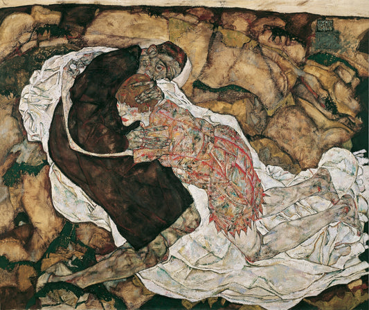 Reproduction du tableau « 🖤 La Mort et la Jeune Fille – Egon Schiele (1915) » par Alpha Reproduction en peinture à l’huile