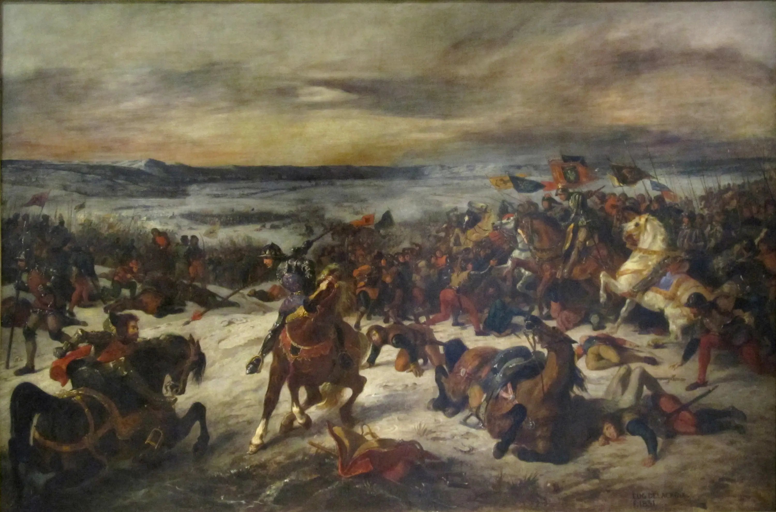 Reproduction du tableau « La Bataille de Nancy - Eugène Delacroix » par Alpha Reproduction en peinture à l’huile
