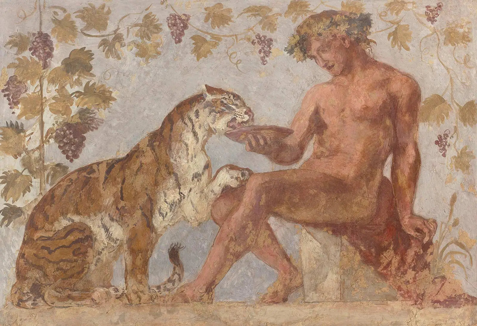 Reproduction du tableau « Bacchus et un tigre - Eugène Delacroix » par Alpha Reproduction en peinture à l’huile