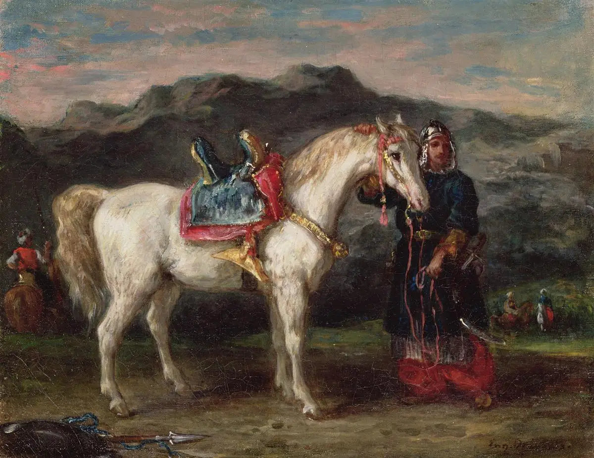 Reproduction du tableau « Locataire circassien fils cheval par la mariée - Eugène Delacroix » par Alpha Reproduction en peinture à l’huile