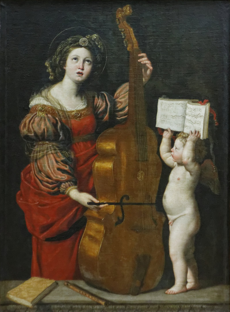 Santa Cecilia con un angelo che tiene una partitura musicale - Domenichino