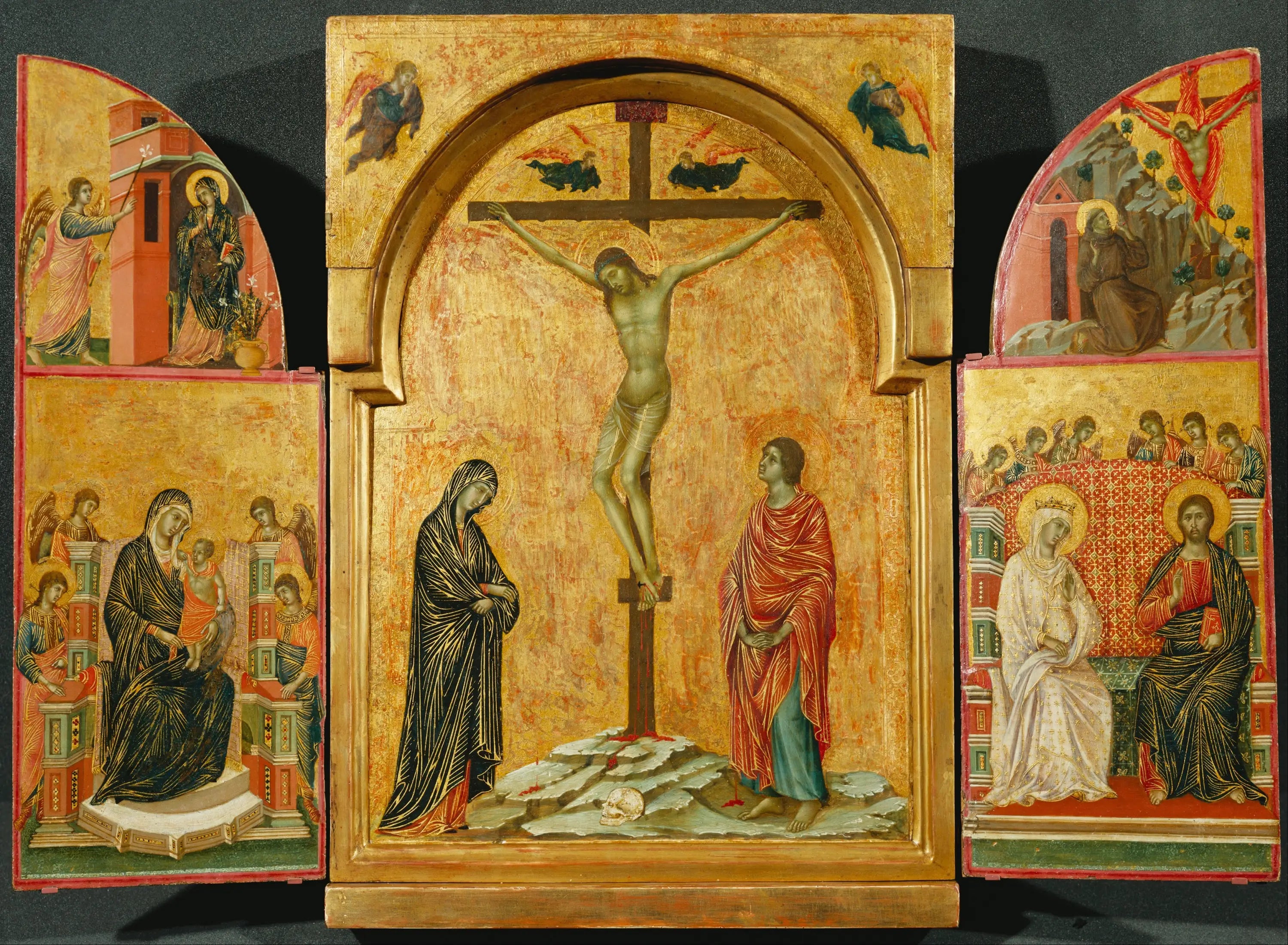 Triptyque: Crucifixion et autres scènes - Duccio di Buoninsegna - Alpha Reproduction