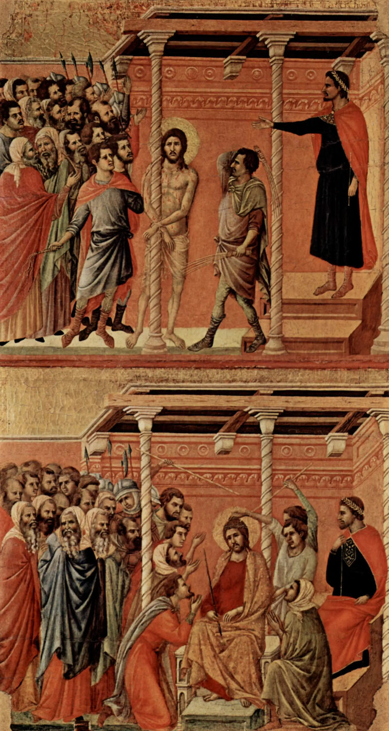 Flagellazione (en haut) ; Cristo incoronato di spine (en bas) - Duccio di Buoninsegna