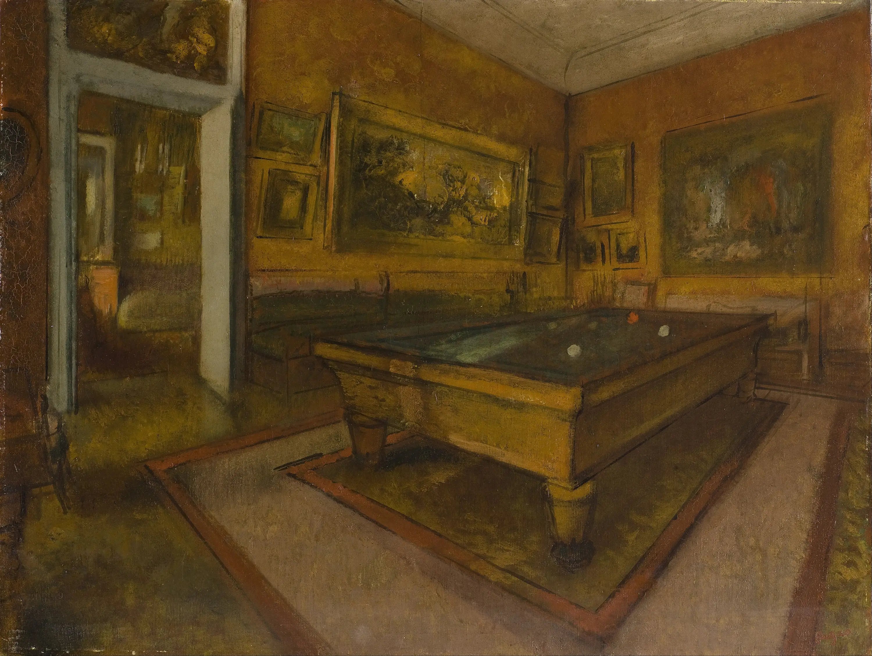 Reproduction du tableau « Salle de billard au Ménil-Hubert - Edgar Degas » par Alpha Reproduction en peinture à l’huile