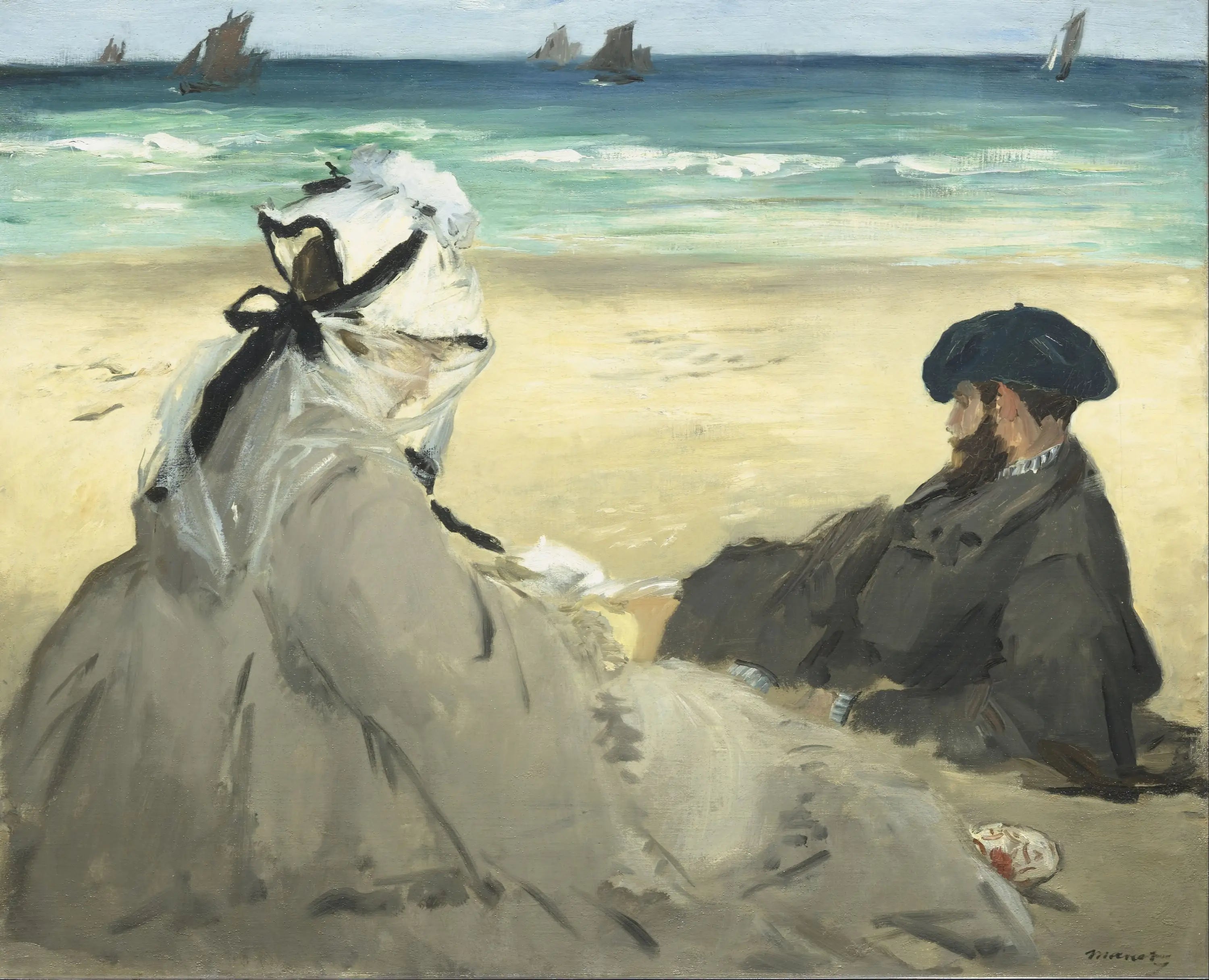 Reproduction du tableau « Sur la plage - Édouard Manet » par Alpha Reproduction en peinture à l’huile