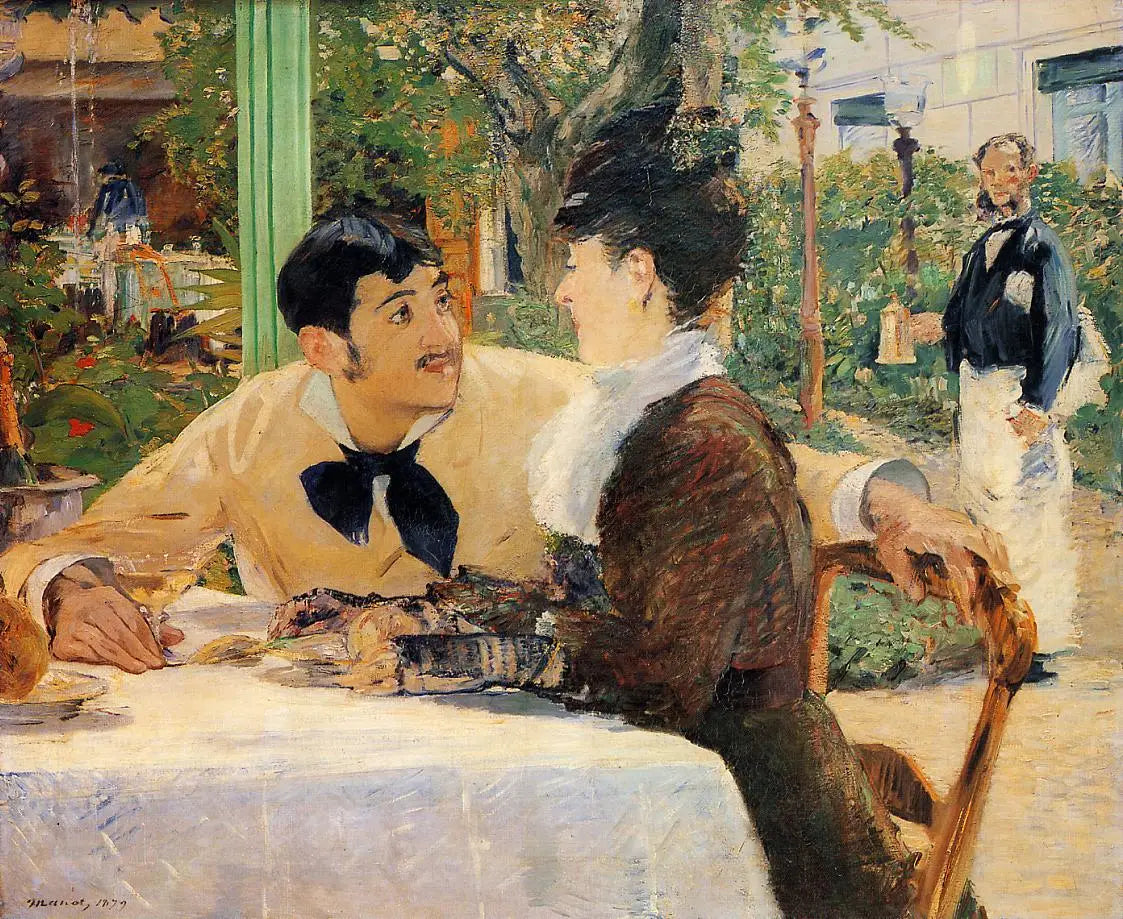 Reproduction du tableau « Chez le père Lathuille, en plein air - Édouard Manet » par Alpha Reproduction en peinture à l’huile