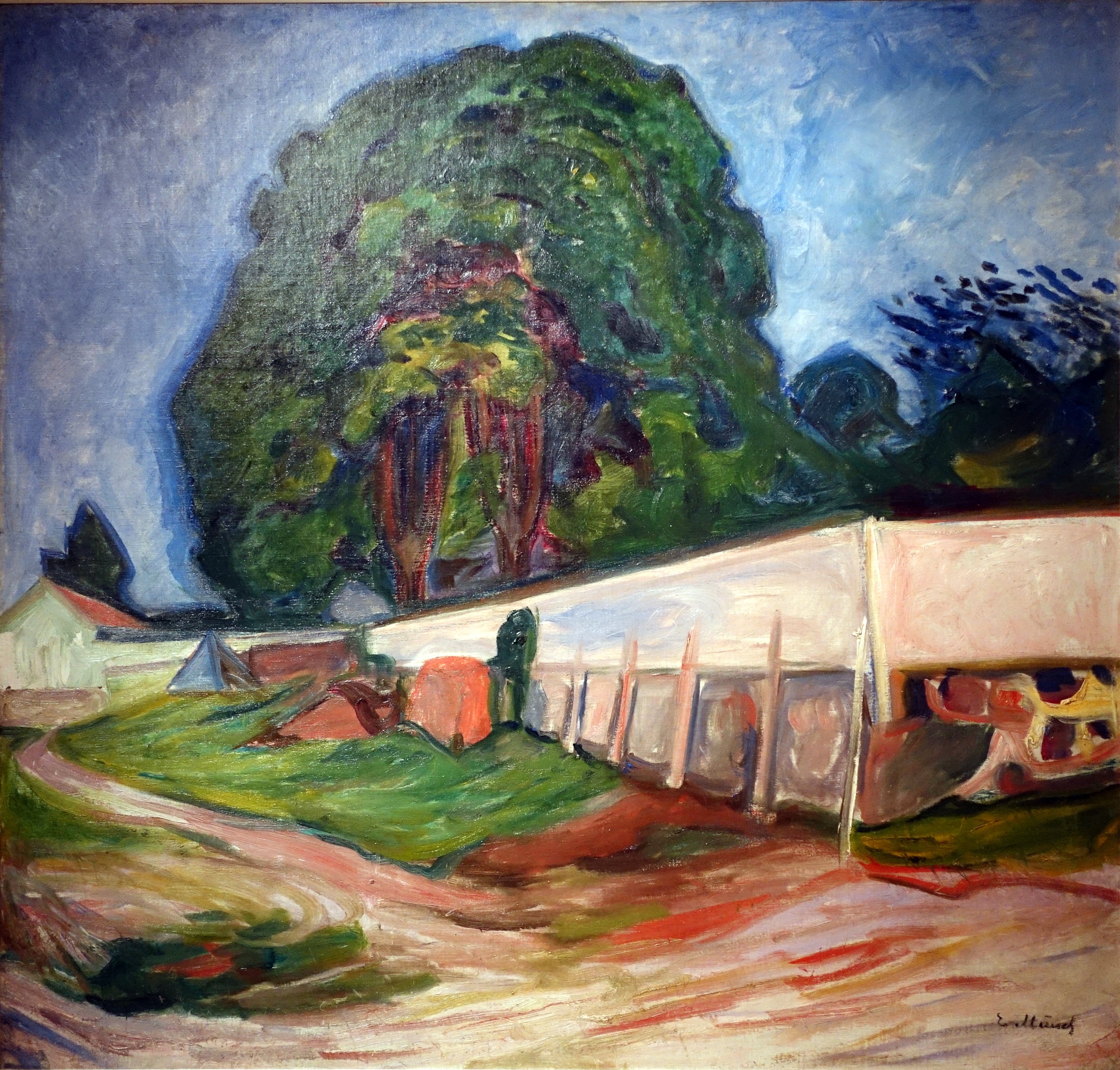 Reproduction du tableau « Arbre et mur de jardin à Åsgårdstrand - Edvard Munch » par Alpha Reproduction en peinture à l’huile