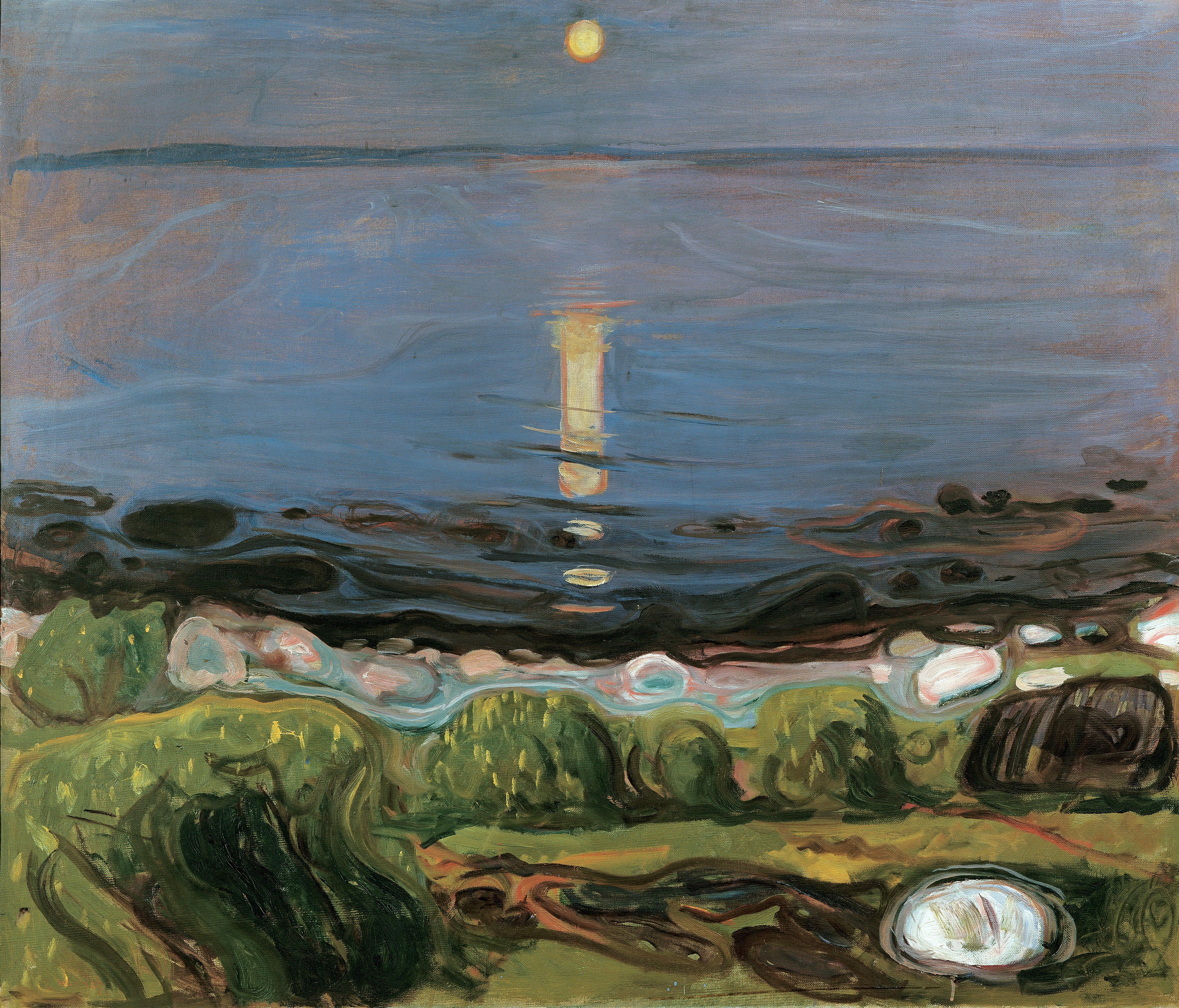 Reproduction du tableau « Nuit d'été sur la plage - Edvard Munch » par Alpha Reproduction en peinture à l’huile