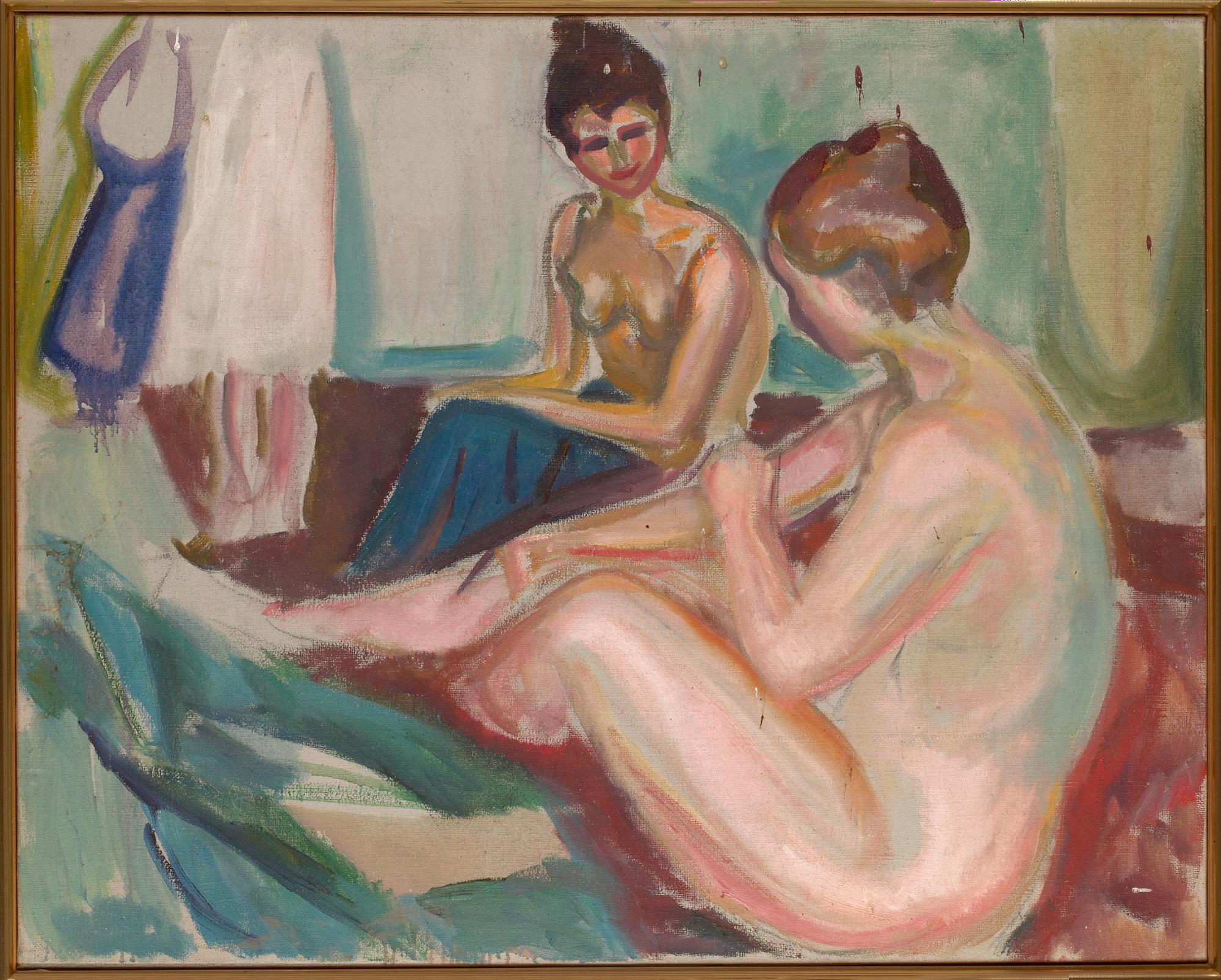 Reproduction du tableau « Deux Nus assis - Edvard Munch » par Alpha Reproduction en peinture à l’huile