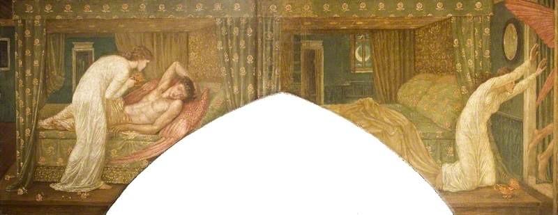 Cupidon et Psyché - Peintures murales vertes du palais - Edward Burne-Jones - Alpha Reproduction