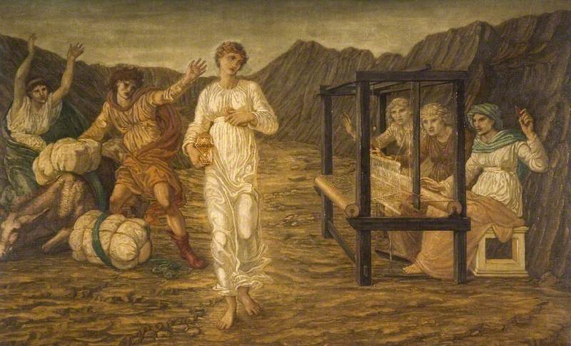 Cupidon et Psyché - Peintures murales vertes du palais - Edward Burne-Jones - Alpha Reproduction