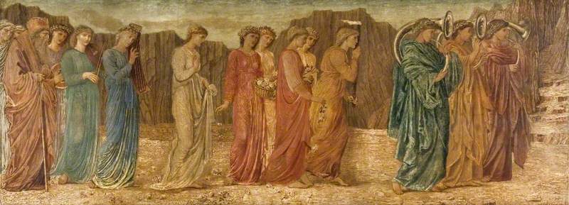 Cupidon et Psyché - Peintures murales vertes du palais - Edward Burne-Jones - Alpha Reproduction