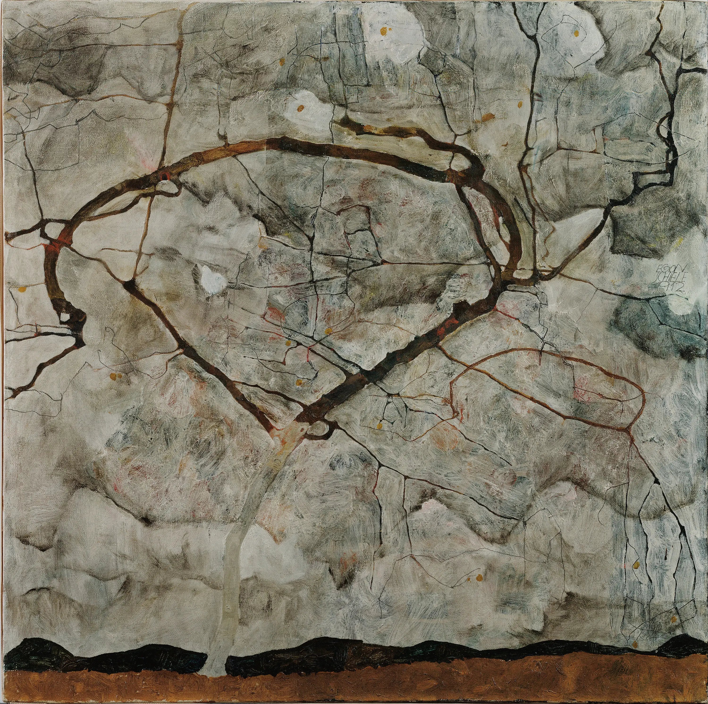 Reproduction du tableau « Arbre d'automne dans l'air agité (arbre d'hiver) - Egon Schiele » par Alpha Reproduction en peinture à l’huile