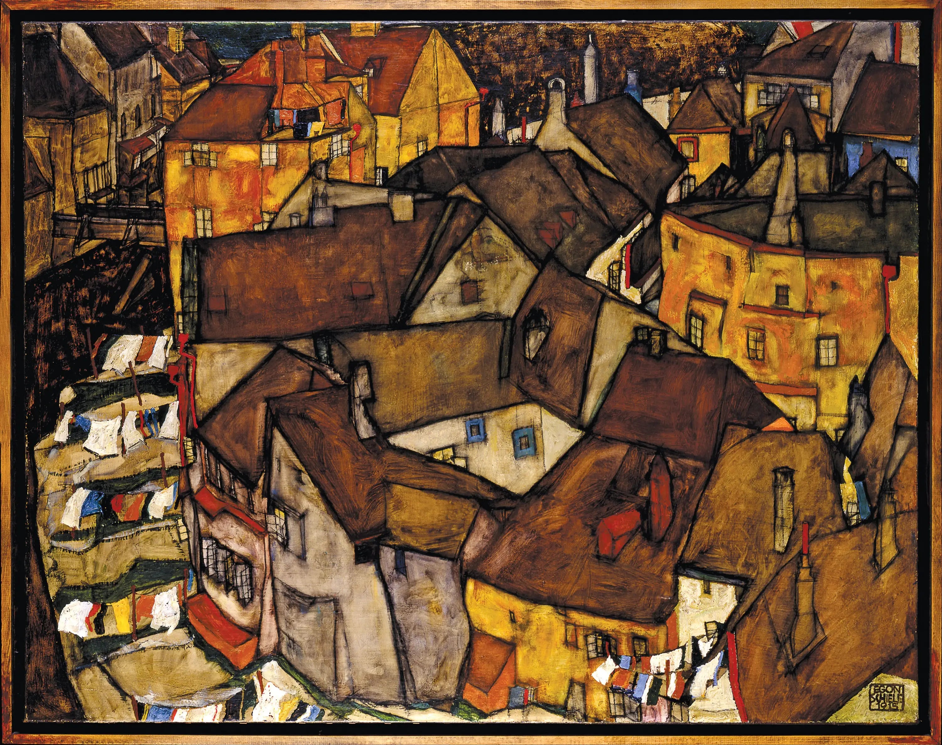 Reproduction du tableau « Croissant de Maisons (La petite Cité V) - Egon Schiele » par Alpha Reproduction en peinture à l’huile