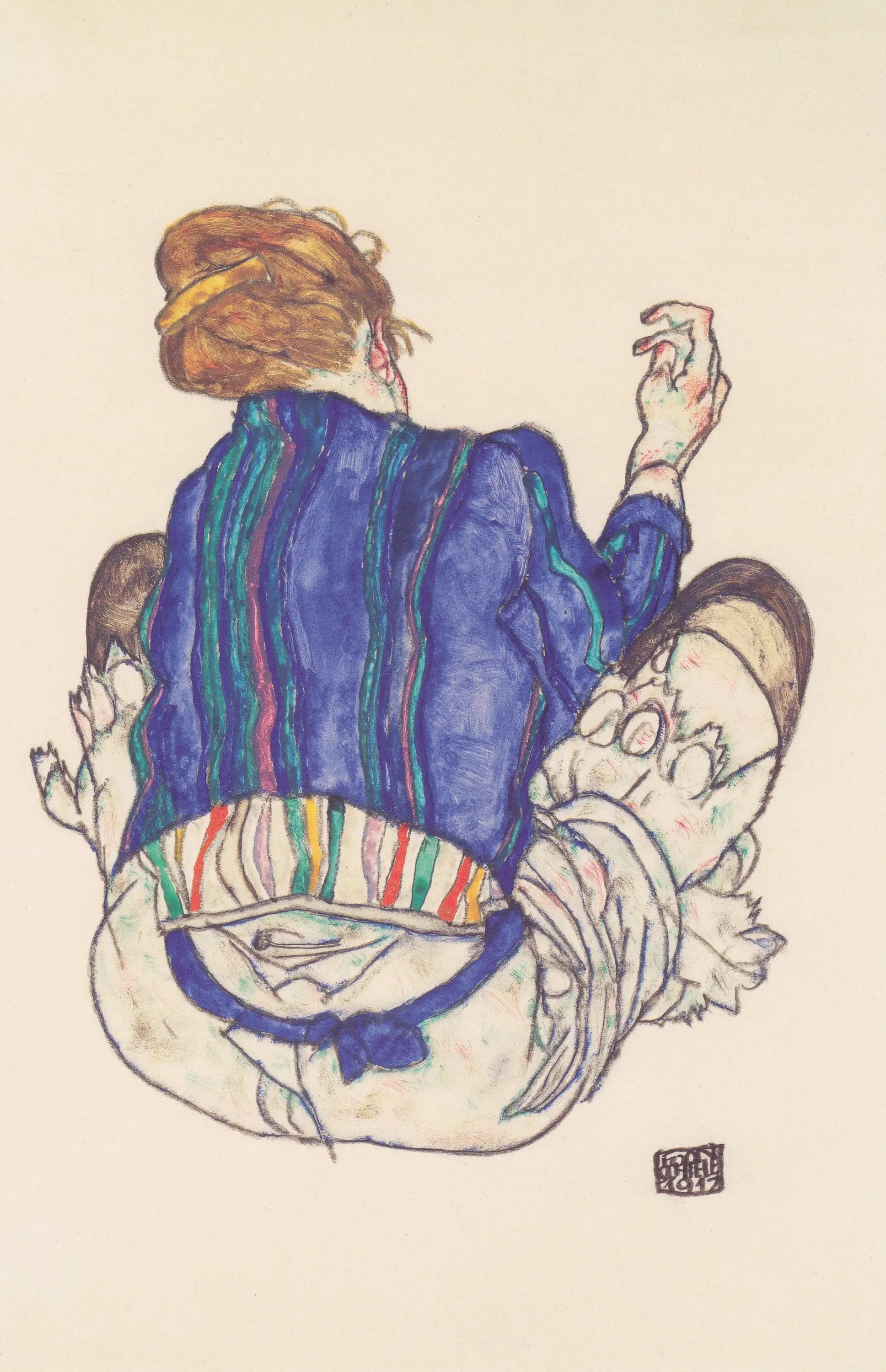 Reproduction du tableau « Femme assise, vue de dos - Egon Schiele » par Alpha Reproduction en peinture à l’huile