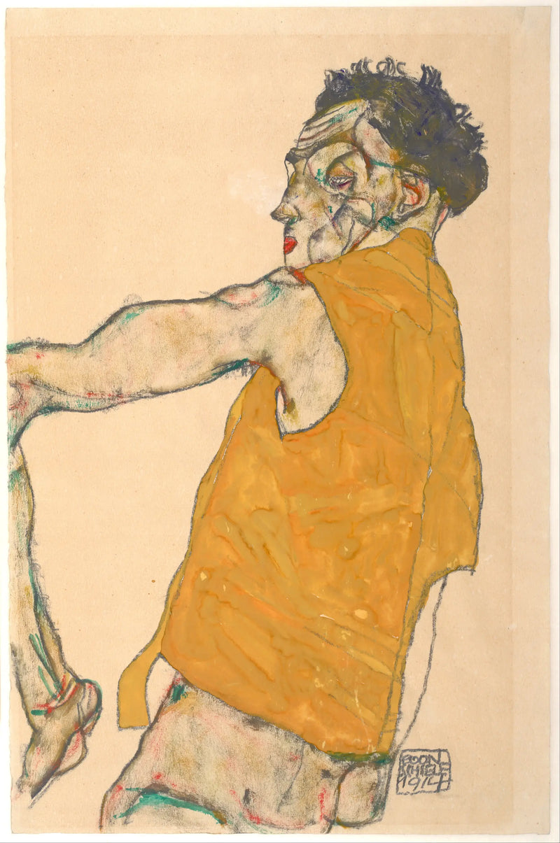 Autoritratto con gilet giallo - Egon Schiele