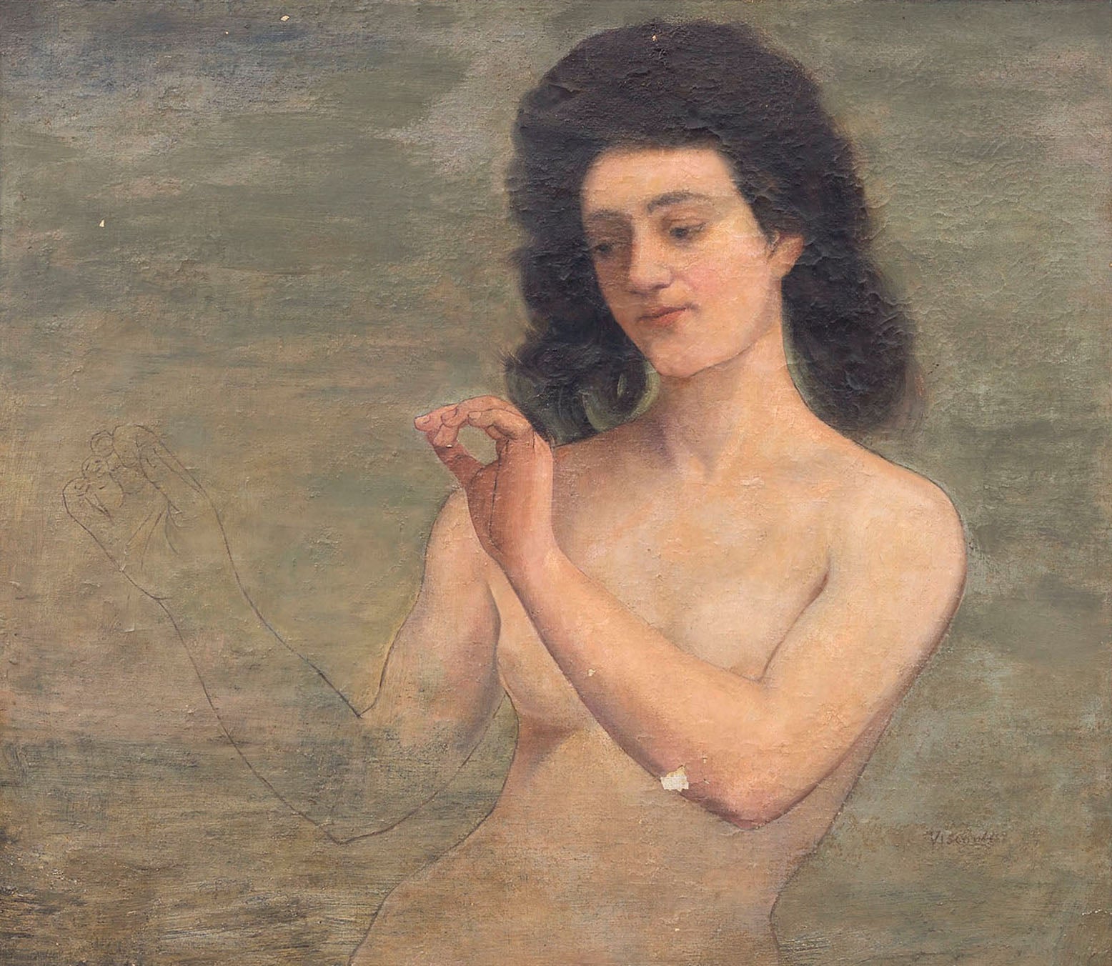 Busto de mulher - Estudo para o anjo coroando São Sebastião - Eliseu Visconti