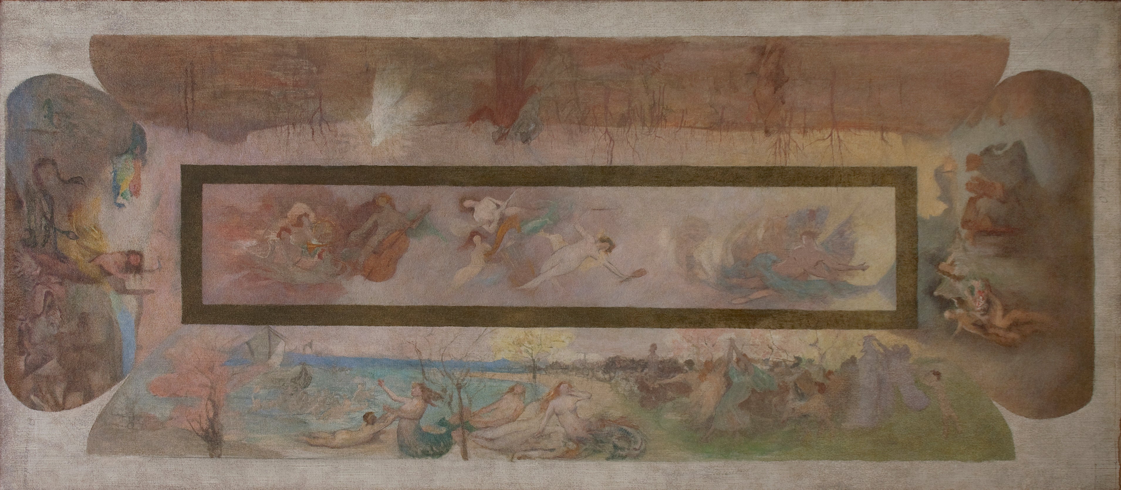 A Música, o Drama e a Arte Lírica - Première composition pour les painéis du foyer du Théâtre municipal de Rio de Janeiro - Eliseu Visconti