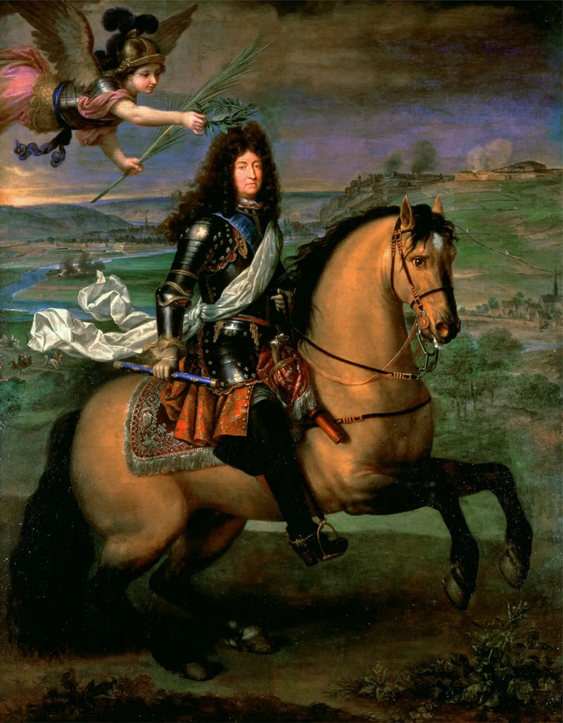 Luigi XIV a cavallo incoronato dalla Vittoria davanti alla presa di Namur - Pierre Mignard