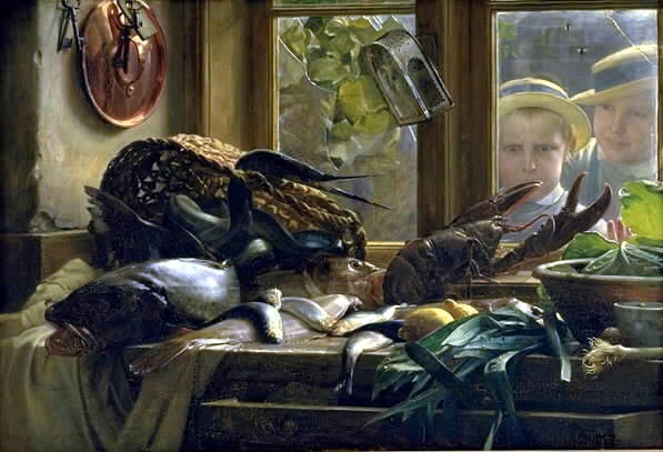 Natura morta con pesci - Carl Heinrich Bloch