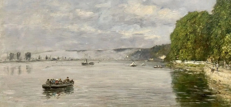 Caudebec-en-Caux, barche sulla Senna - Eugène Boudin