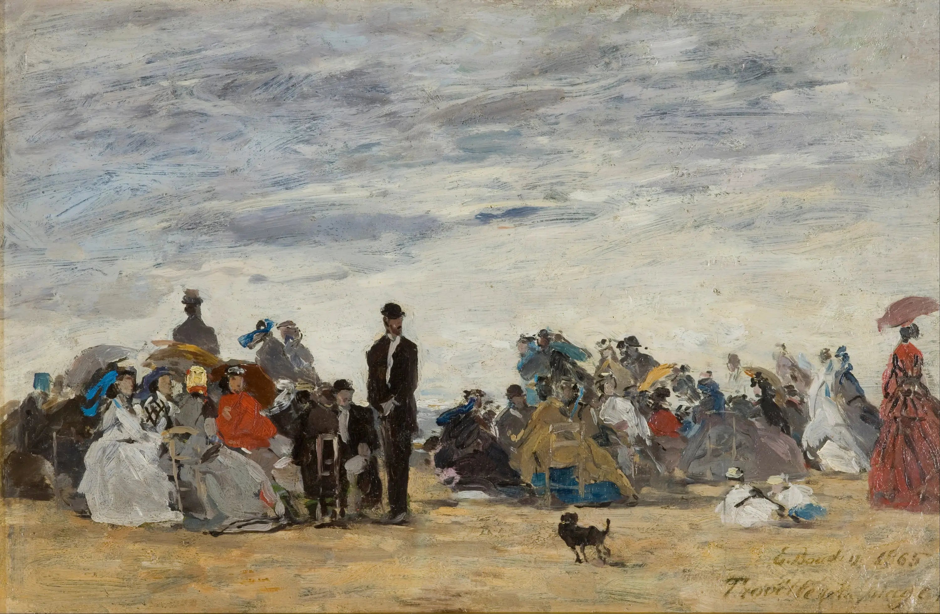 Reproduction du tableau « La Plage de Trouville - Eugène Boudin » par Alpha Reproduction en peinture à l’huile