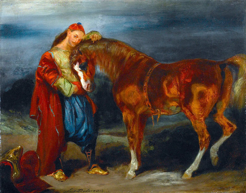 Giovane turco che accarezza il suo cavallo - Eugène Delacroix
