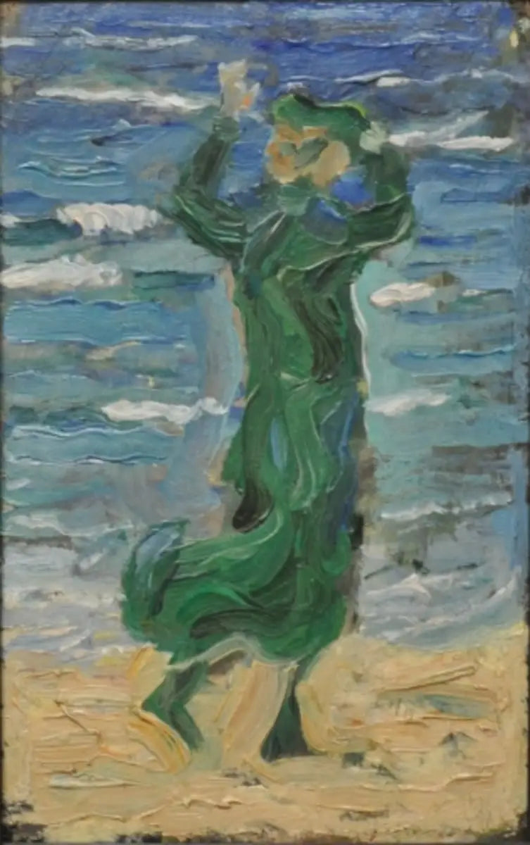 Donna nel vento al bordo del mare - Franz Marc