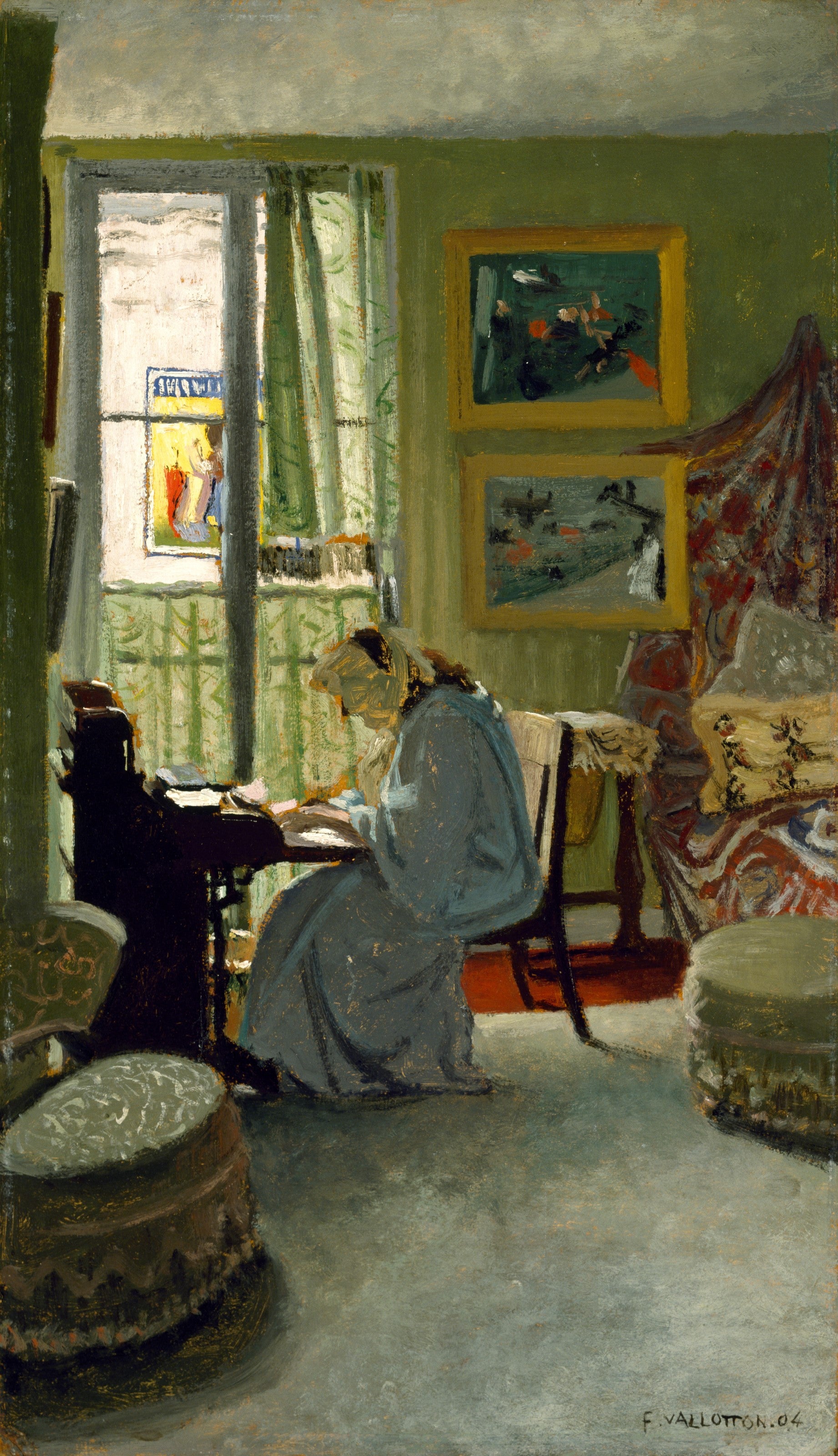 Femme écrivant dans un intérieur - Félix Vallotton