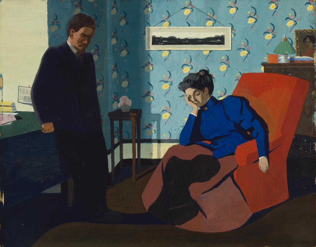 Intérieur, fauteuil rouge et figures - Félix Vallotton