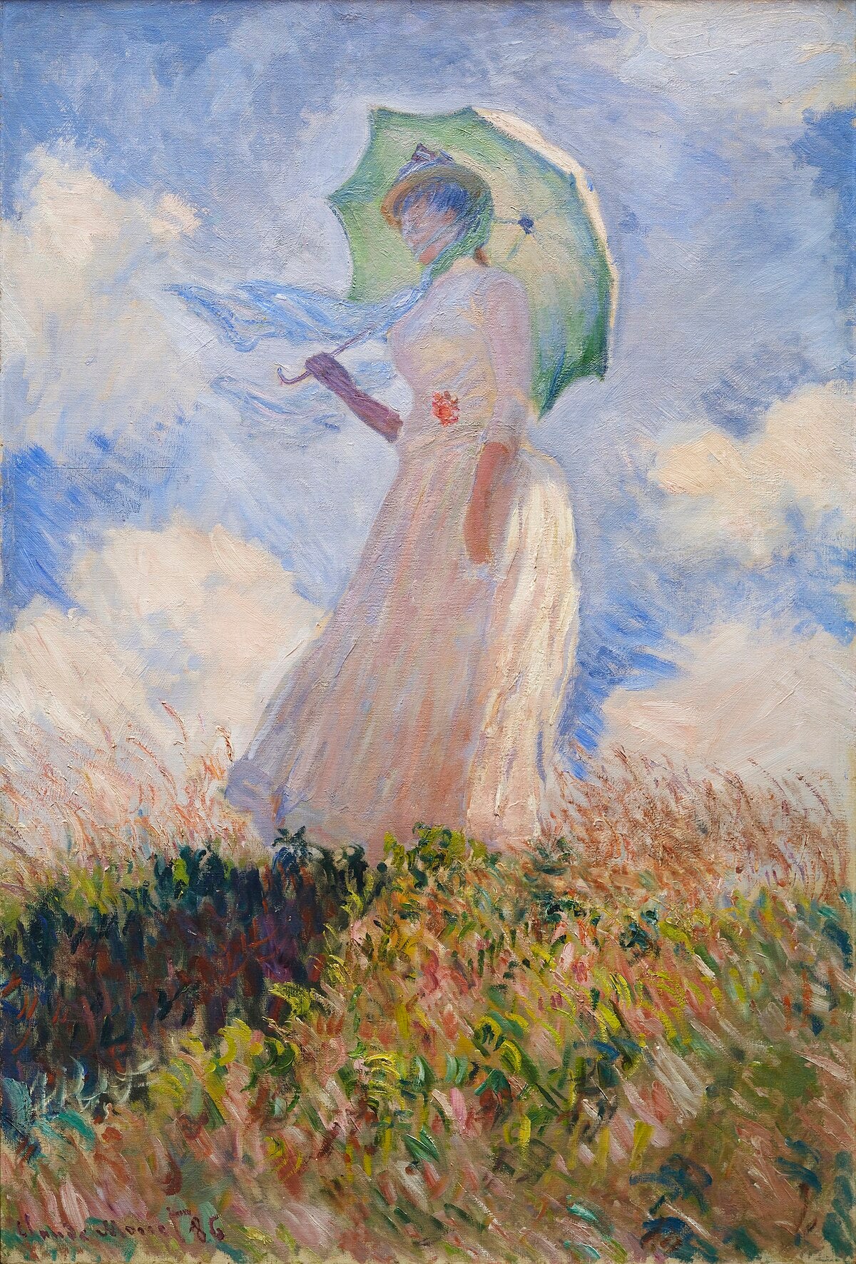 Donna con ombrello rivolta a sinistra - Claude Monet