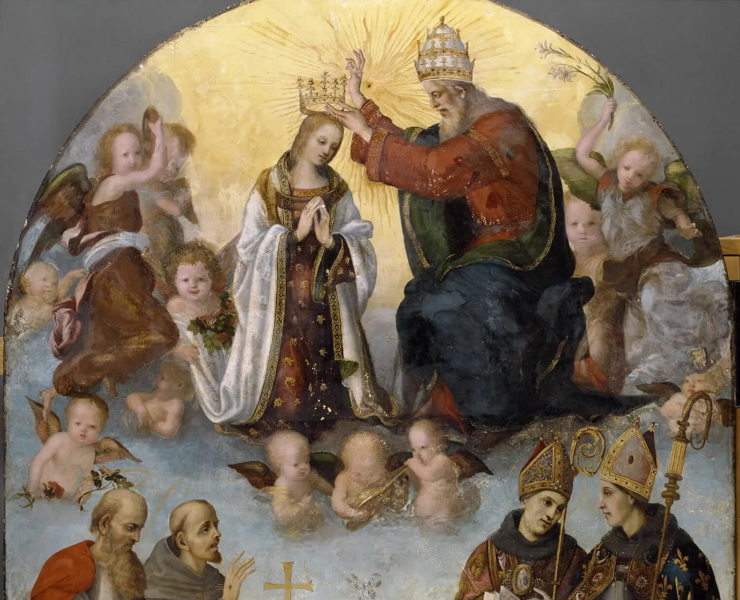 Le Couronnement de la Vierge avec saint Jérôme saint François d’Assise saint Bonaventure et saint Louis de Toulouse