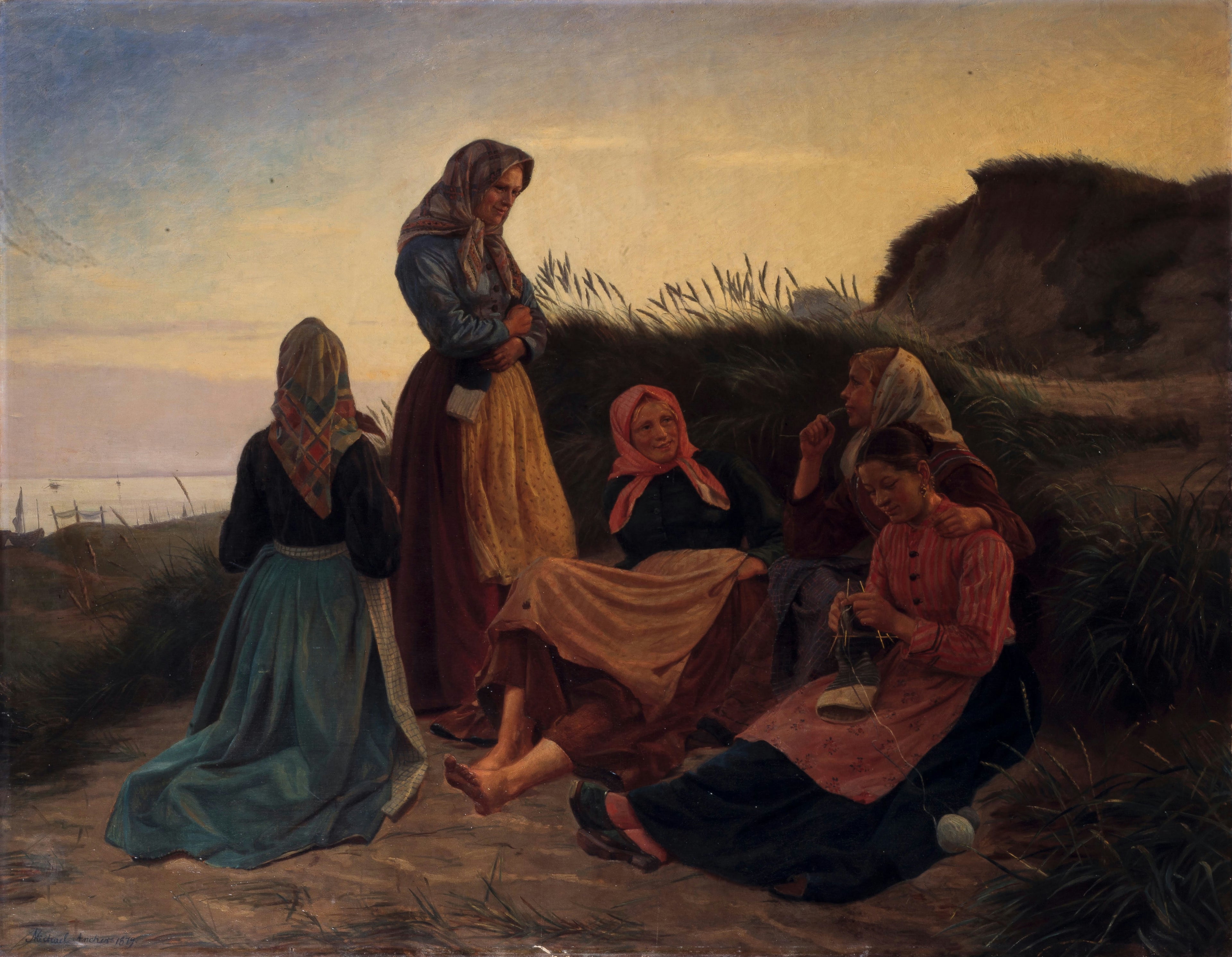 Des filles se sont rassemblées sur Sladrebakken par une nuit d’été - Michael Peter Ancher - Alpha Reproduction