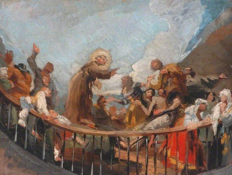 Reproduction du tableau « Saint Antoine ressuscitant un mort - Francisco de Goya » par Alpha Reproduction en peinture à l’huile