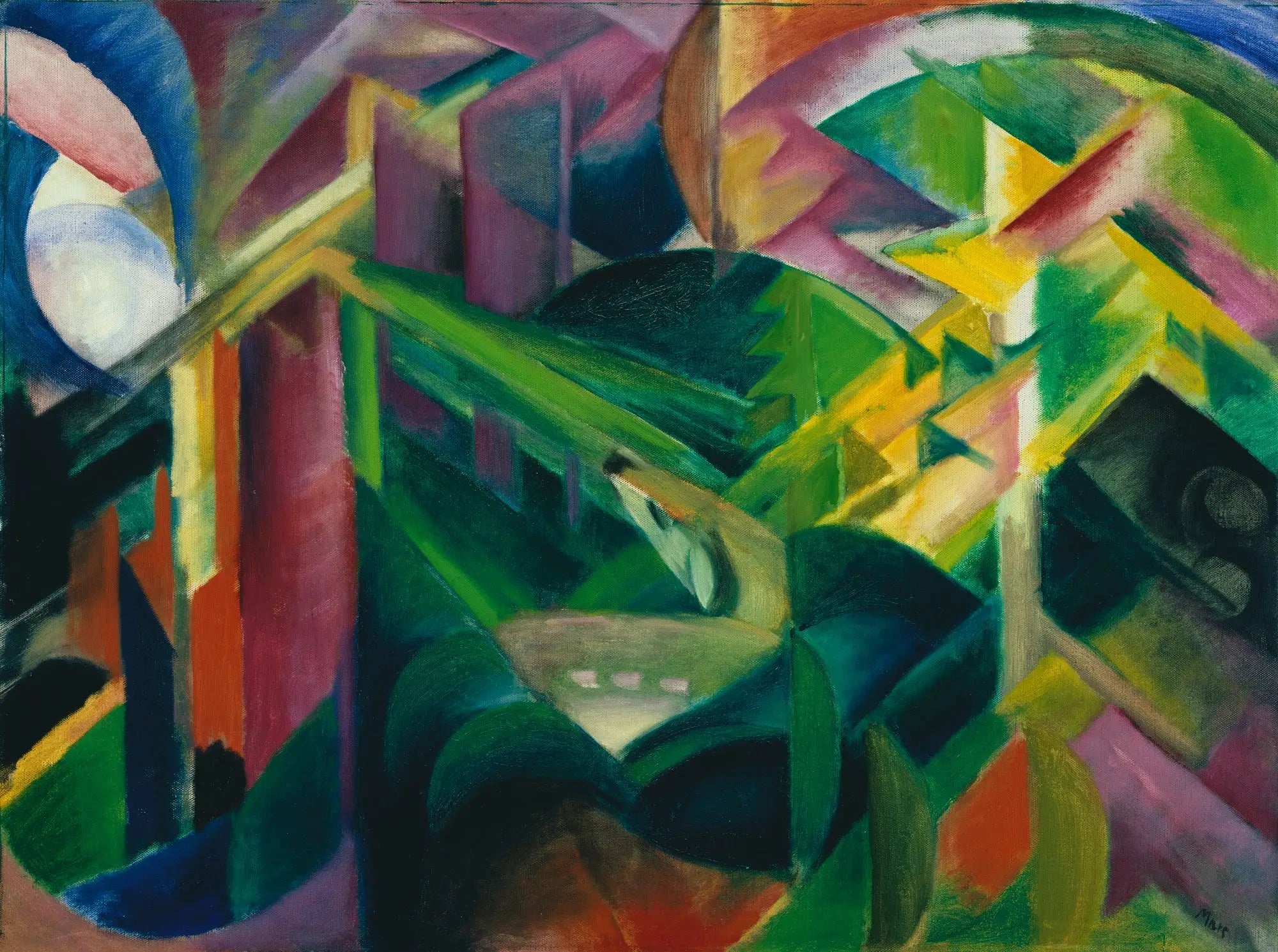Reproduction du tableau « Cerf dans le jardin d'un monastère - Franz Marc » par Alpha Reproduction en peinture à l’huile