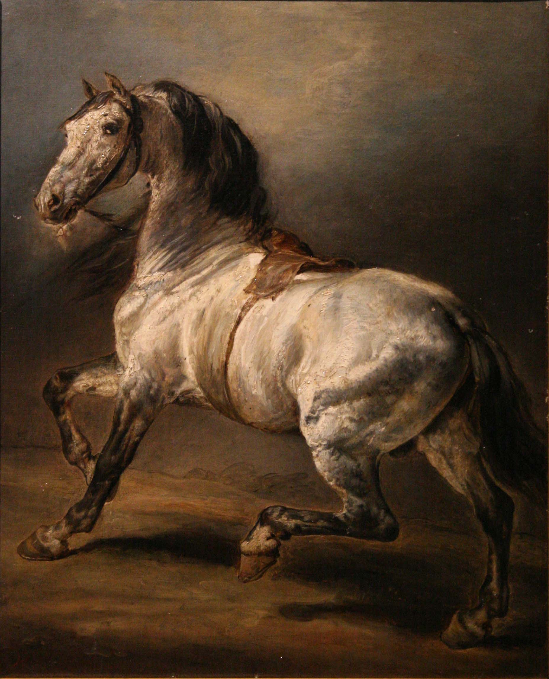 Reproduction du tableau « Étude de cheval gris - Théodore Géricault » par Alpha Reproduction en peinture à l’huile