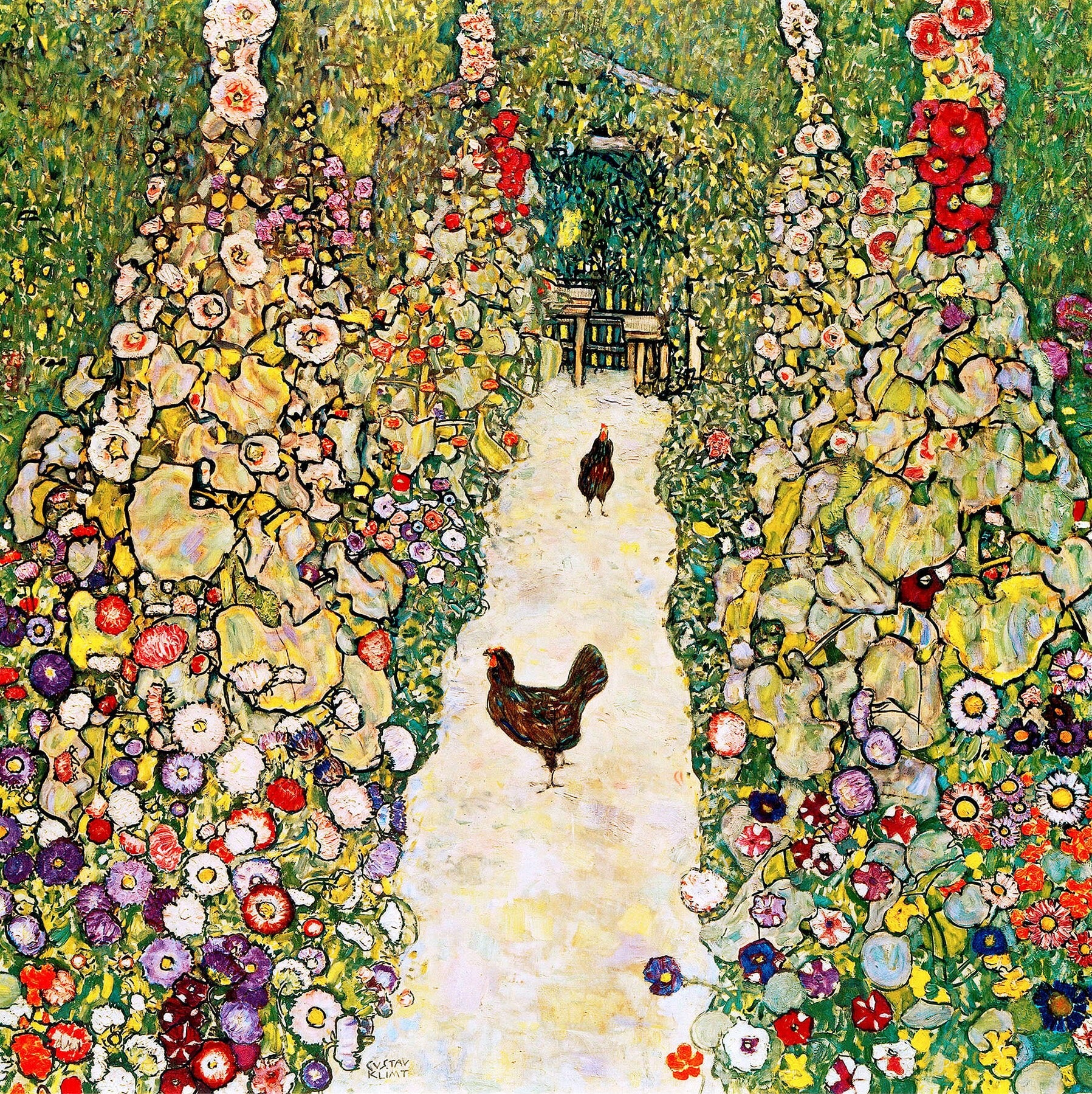 Viale del giardino con galline - Gustav Klimt