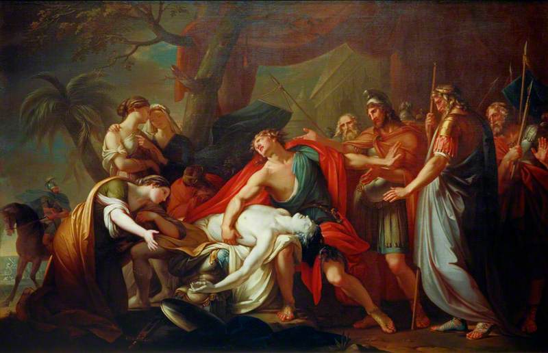 Achille pleurant la mort de Patrocle, Gavin Hamilton, 1761, peinture à l’huile