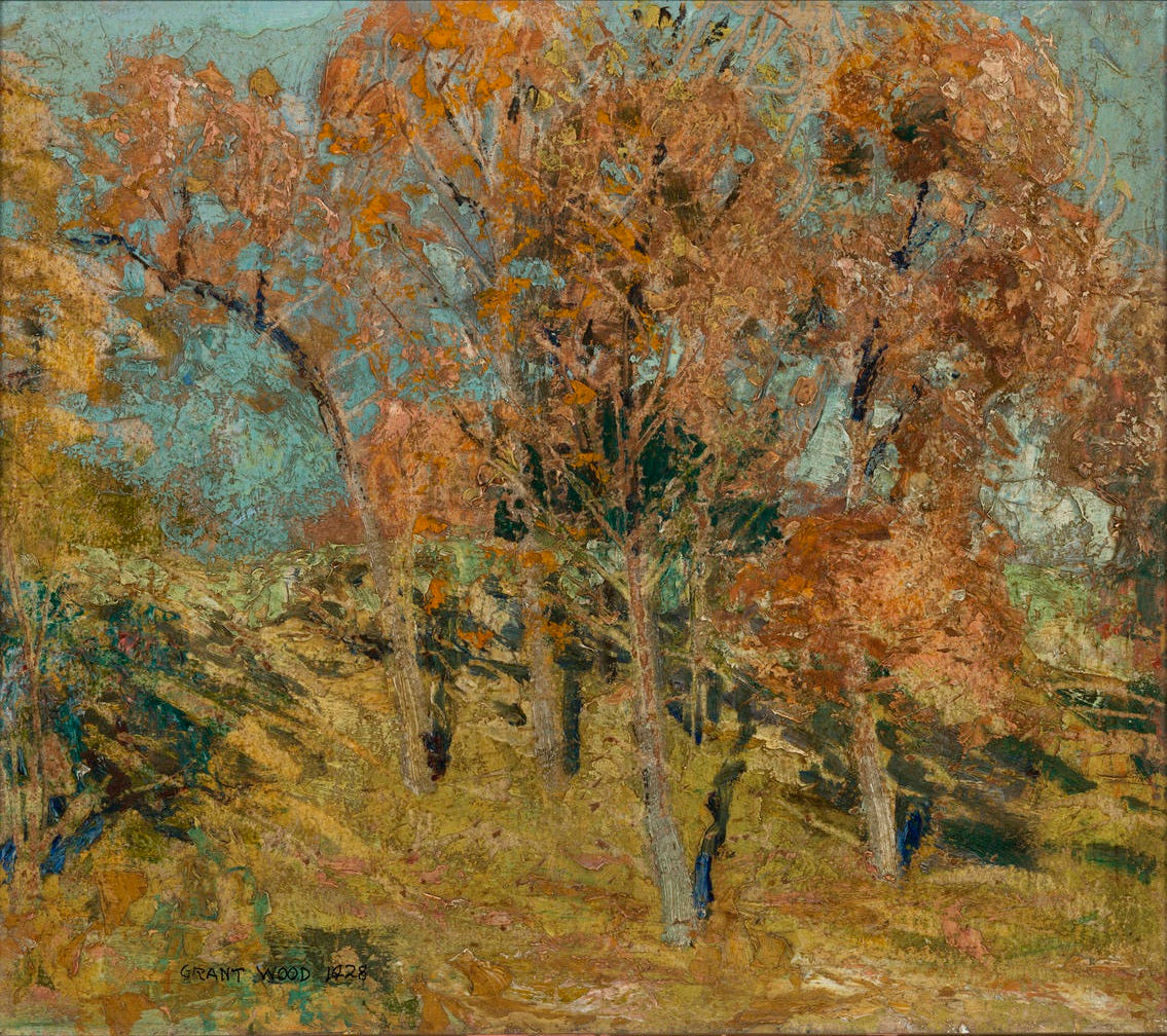Étude pour les chênes d'automne - Grant Wood