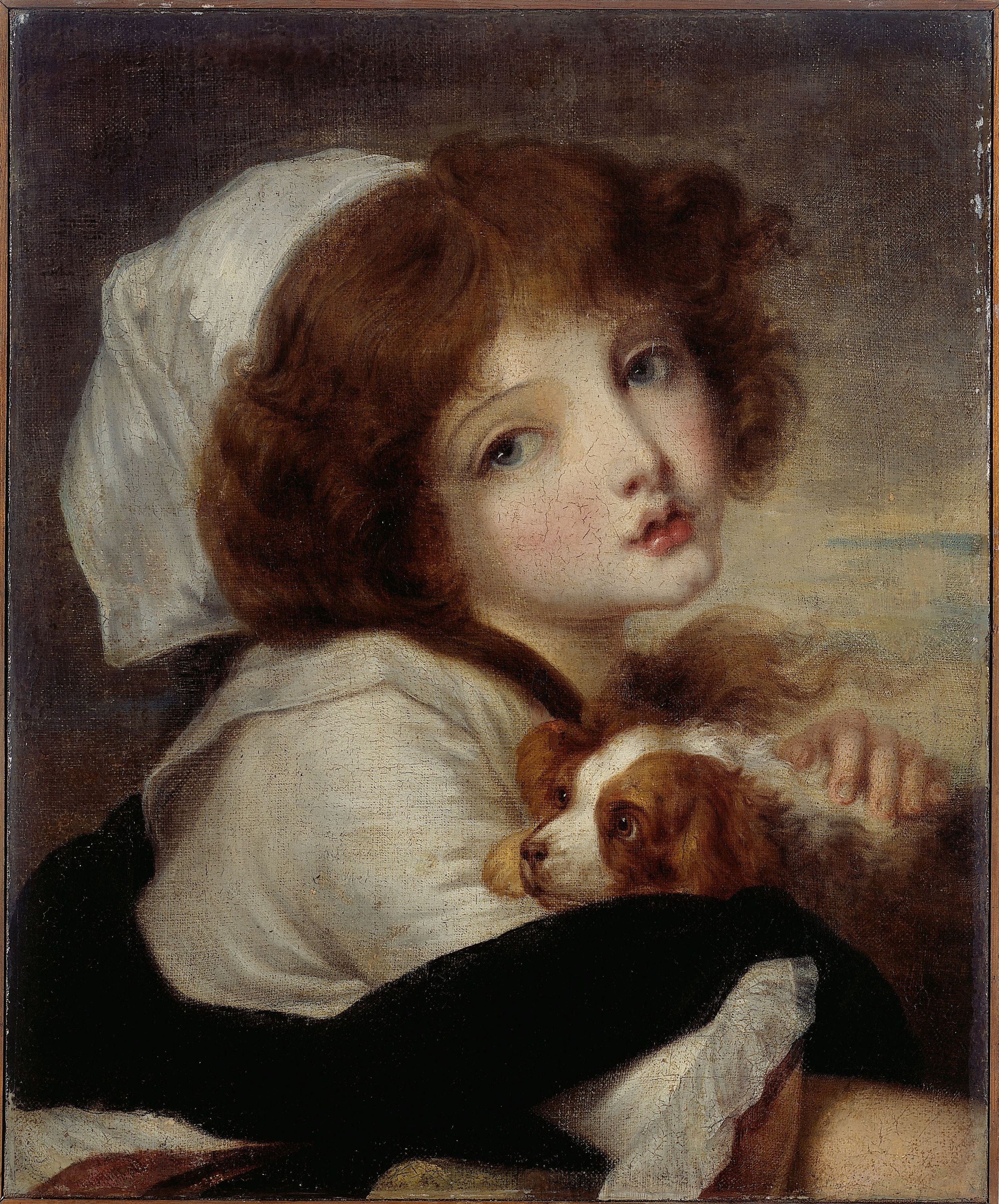 Portrait de fillette au petit chien - Jean-Baptiste Greuze