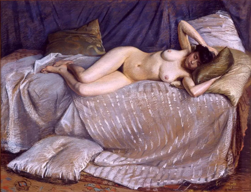 Donna nuda distesa su un divano - Gustave Caillebotte