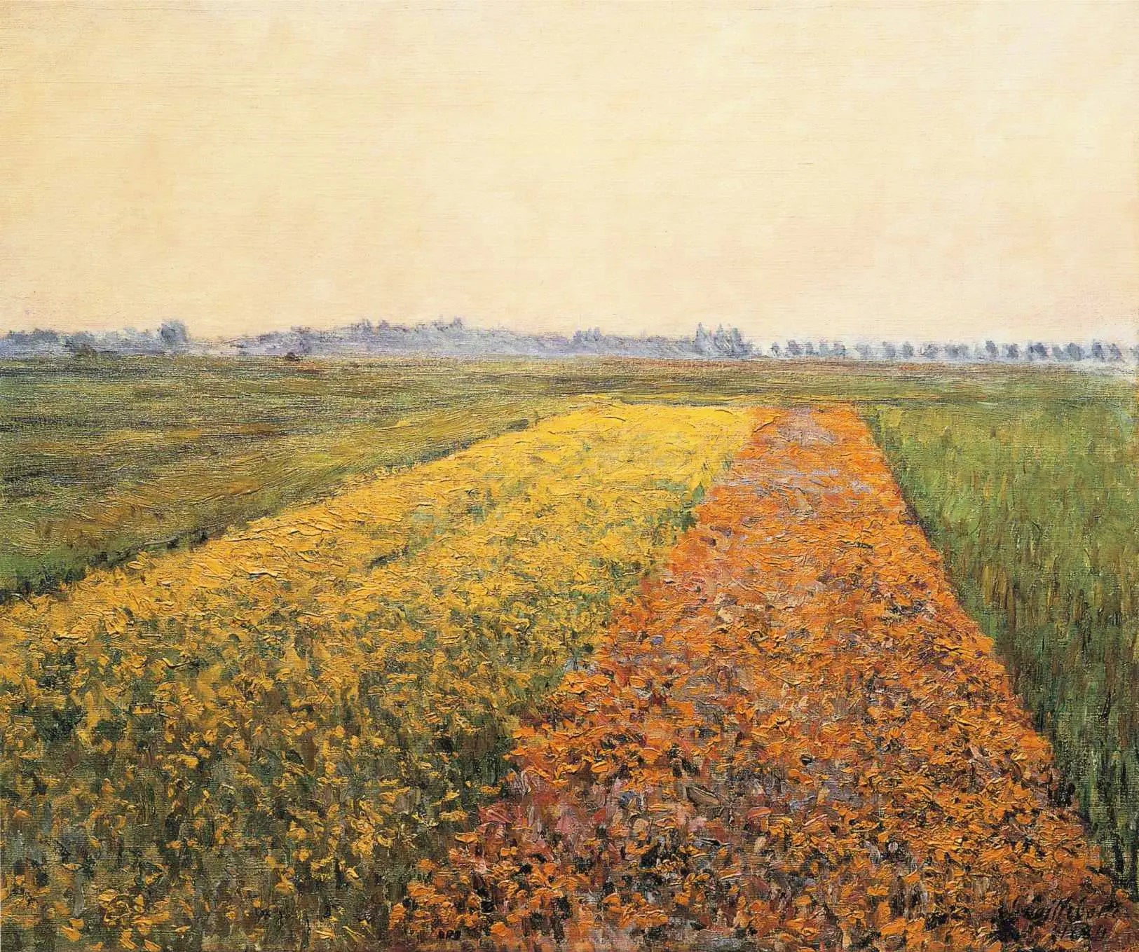 Reproduction du tableau « La plaine de Gennevilliers, Champs jaune - Gustave Caillebotte » par Alpha Reproduction en peinture à l’huile