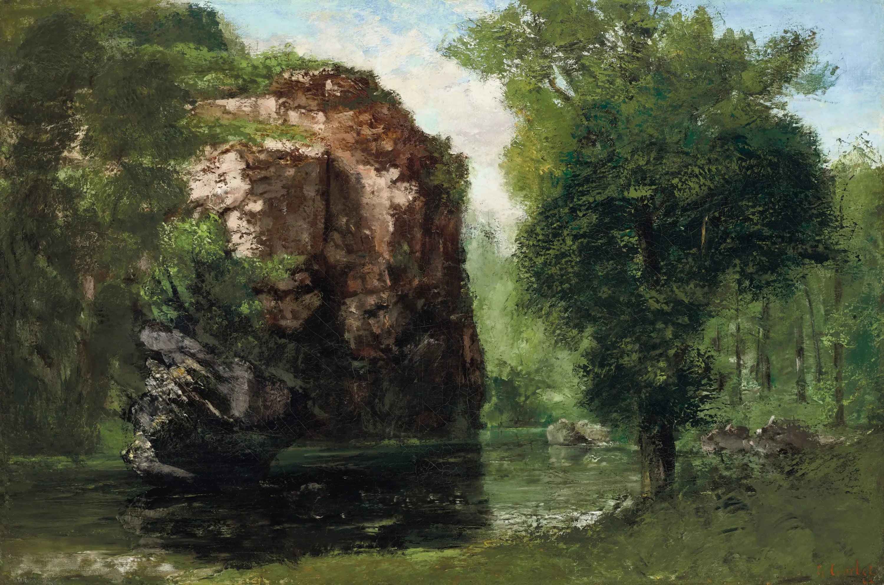 Bords de la Loue avec rochers à gauche - Gustave Courbet - Alpha Reproduction
